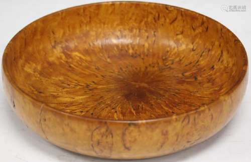 VINTAGE CARVED WOOD BOWL, K.E., 1936