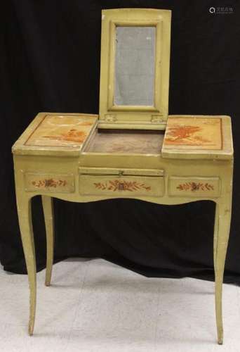 FRENCH 19TH C. PAINTED MIRRORED VANITY TABLE