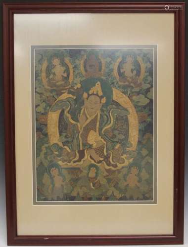 FRAMED SINO-TIBETAN THANGKA, BUDDHIST PAINTING