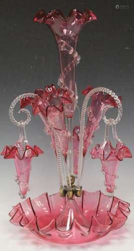 VICTORIAN CRANBERRY EPERGNE, 20