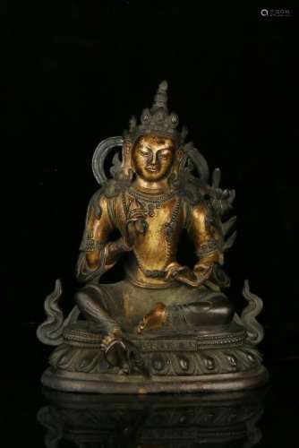 A GILT-BRONZE FIGURE OF SAMANTABHADRA.MARK OF QIANLONG