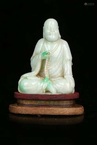 A CARVED JADEITE LUOHAN.ANTIQUE