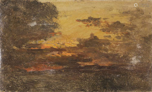 ITALIAN PAINTER, LATE 19TH CENTURY Sunset Oil on cardboard, cm. 17 x 27 Not signed Loose cardboard