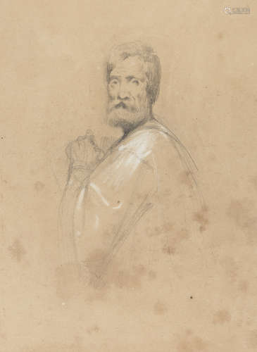 ITALIAN PAINTER, 19TH CENTURY Study of portrait Pencil and white lead on paper, cm. 24 x 18 Not