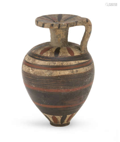 ETRUSCAN CORINTHIAN ARYBALLOS, 20TH CENTURY in earthenware. h. cm. 10. The find is reported to the