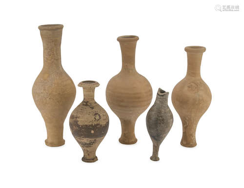 LOT OF FIVE OINTMENT VASES, 3rd-2nd CENTURY B.C. in clay. Entire. h. cm. 10-19. The find is reported