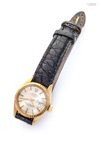 WOMAN'S WRIST WATCH, BRAND ROLEX OYSTER PERPETUAL DATEJUST case in yellow gold 18 kts., applied