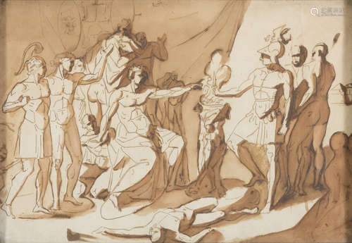 JOHANN HEINRICH FUSSLY (Zurich 1741 - Putney Hill 1825) Muzio Scevola and Porsenna Sepia on paper,