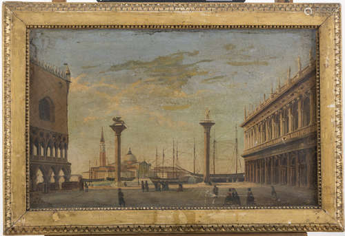 VENETIAN PAINTER, EARLY 19TH CENTURY View of Piazza San Marco Oil on canvas, cm. 35 x 56 Gilded