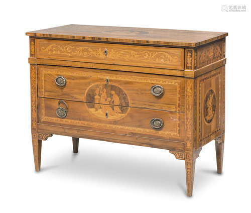 COMMODE IN CHERRY TREE, MAGGIOLINI STYLE, 19TH CENTURY with inlays and threads in rosewood and fruit