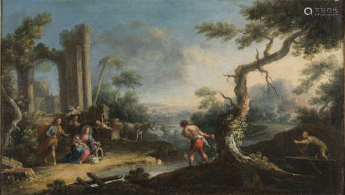NICOLA VISO (active in Naples, 18th century) Rest during the flight into Egypt Oil on canvas, cm.