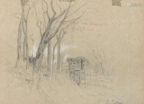 ITALIAN PAINTER, 19TH CENTURY Landscape Pencil on paper, cm. 21 x 28 Signed 'C. Tallone ', bottom