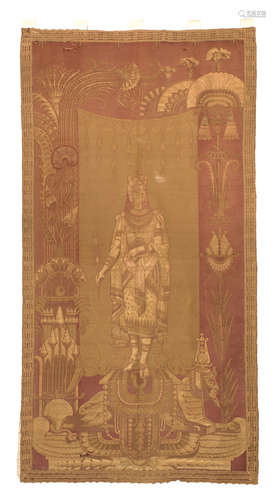 RARE TAPESTRY, PERIOD NAPOLEON III representing simbology of the Aida. Frame with vegetal motifs