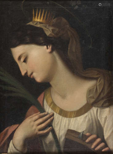 ROMAN PAINTER, 18TH CENTURY Saint Catherine of Alexandria Oil on canvas, cm. 58 x 43,5 Framed