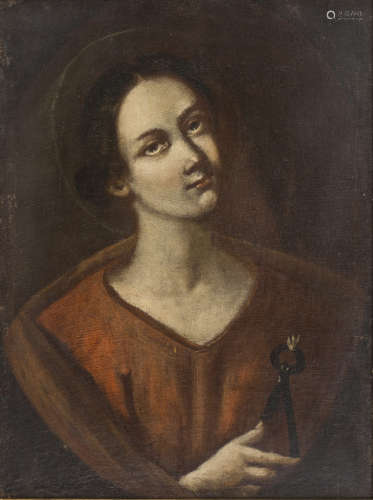 FLORENTINE PAINTER, 17TH CENTURY Saint Apollonia Oil on canvas, cm. 60 x 44,5 Framed Conditions of