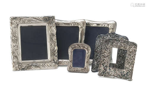 SIX SILVER-PLATED TABLE FRAMES, PUNCHES ANCONA POST 1990 of various shapes and sizes. Maximum size