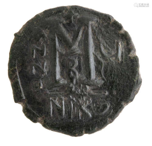 COIN ROMAN EMPIRE OF EAST Giustino II (582 -602) AE (Nicomedia) Follis 13,55 gs. D / DN IUSTINUS