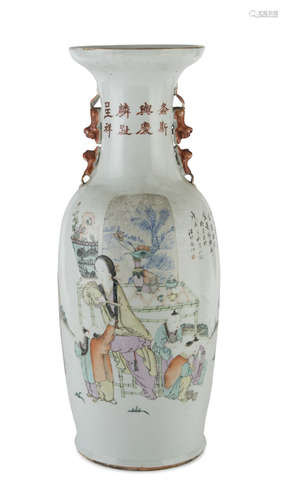 BIG PORCELAIN VASE IN POLYCHROME ENAMELS, CHINA 20TH CENTURY decorated with representation of