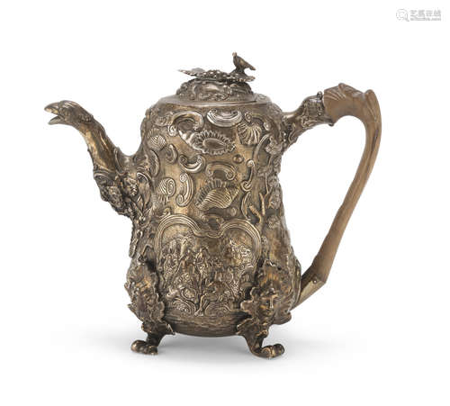 SPLENDID SILVER TANKARD, PUNCH LONDON 1816 entirely chiseled to vegetal motifs, sea motifs and