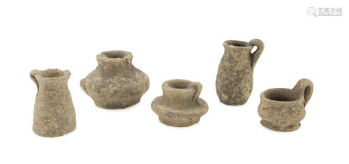 FIVE MINIATURE VASES, 5TH-4TH CENTURY B.C. in clay. Entire. h. cm. 3-6 The find is reported to the
