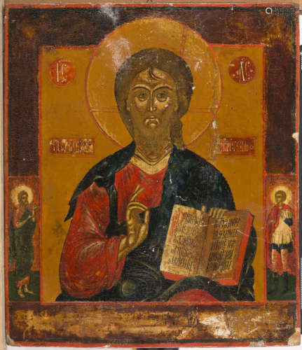 RUSSIAN SCHOOL, 18TH CENTURY Christ pantocrator Tempera on panel, cm. 34 x 29 Conditions of the