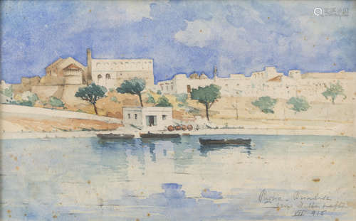 ITALIAN PAINTER, EARLY 20TH CENTURY Brindisi, view of St. Benedict Watercolour on paper, cm. 18 x 28