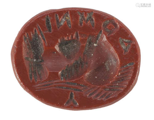 ENGRAVED GEM, 2nd-3rd CENTURY D.C. in engraved and smoothed red jasper. Entire. Production: imperial