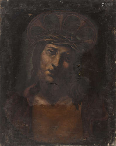 TUSCAN PAINTER, 17TH CENTURY Face of Christ Oil on canvas, cm. 60 x 47 Provenance Collection of