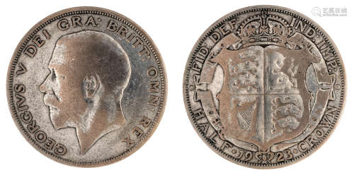 FIVE COINS, GREAT BRITAIN CINQUE MONETE, GRAN BRETAGNA George V British Silver Half Crown, lot of 5.