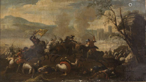 FRANCESCO MONTI called The BRESCIANINO workshop of (Brescia 1646 - Piacenza 1703) BATTLE AMONG