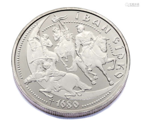 COIN UKRAINE . MONETA UKRAINE VAN SIRKO Ukraine 10 Hryvnia 1 Oz Silver 2002. Proof Coin Cossack
