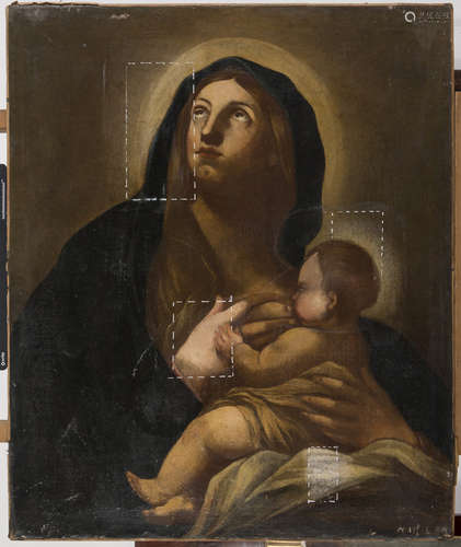 NEAPOLITAN PAINTER, 17TH CENTURY Virgin and Child Oil on canvas, cm. 75 x 62 Conditions of the