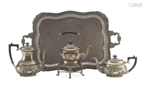 TEA AND COFFEE SERVICE IN SHEFFIELD, UNITED KINGDOM 19TH CENTURY elements embossed with vegetal