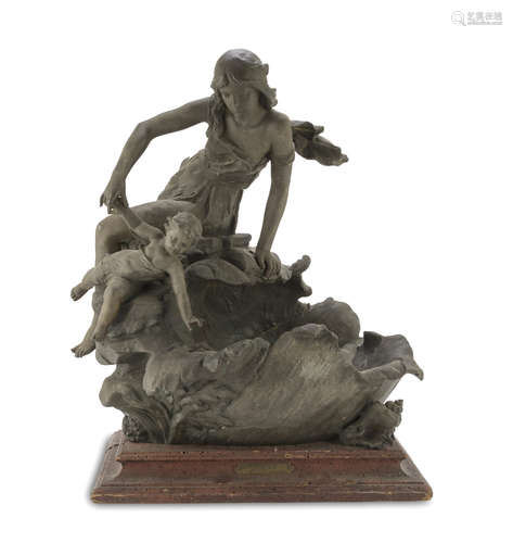 FRENCH SCULPTOR, LATE 19TH CENTURY The vague Bronze with burnished patina, cm. 55 x 53 x 33 Base