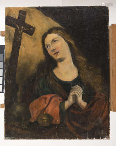 BOLOGNESE PAINTER, LATE 17TH CENTURY Mary Magdalene in prayer Oil on canvas, cm. 79,5 x 62,5