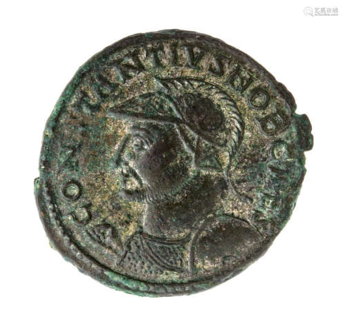 COIN ROMAN EMPIRE Costanzo Cloro 305-306 AEs follis 9,42 gs. R / COSTANTINUS NOB CAES Bust armored