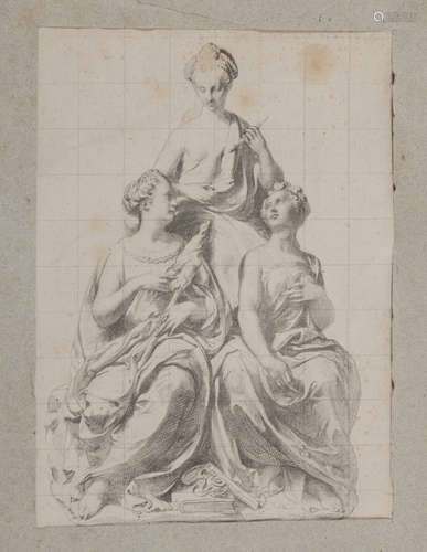 ITALIAN PAINTER, 19TH CENTURY The three parches Pencil on paper, cm. 23 x 16,5 Framed PITTORE