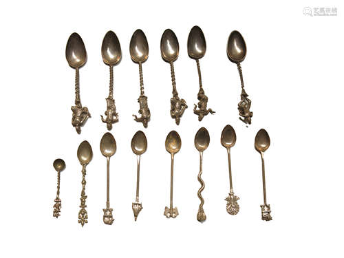 A set of six North Indian silver spoons,