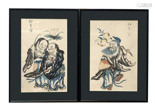 A pair of Chinese watercolours, early 20th century,