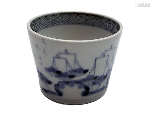 A Japanese blue and white porcelain soba-choku cup, Edo Period, 18th century,