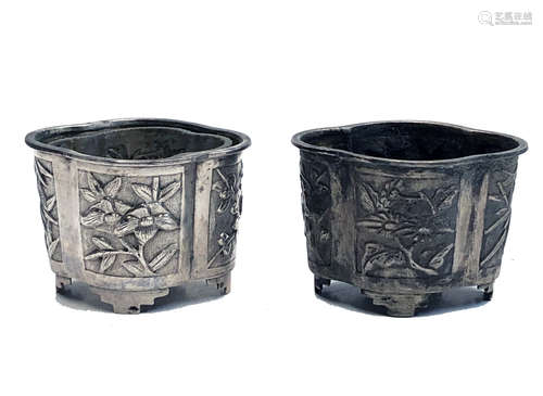 A pair of Chinese silver salts, circa 1900, by Wang Hing, 'WH90' and character marks to base.