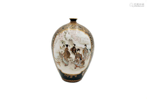 A Japanese Satsuma ovoid vase, 19th century,