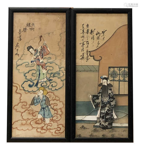 Two Chinese watercolours, 19th century,