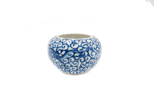 A Chinese blue and white porcelain brushwasher, Qianlong mark,