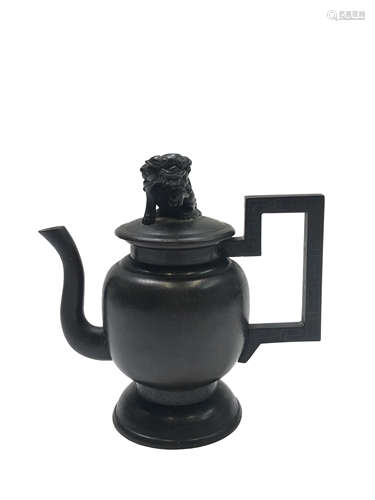 A Chinese Shisou wire inlaid bronze wine pot, Qing period, in Song/Ming archaic style,