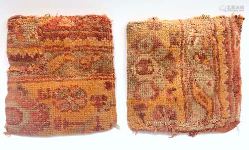 Two Turkish Ushak cushions, 35 x 37cm.