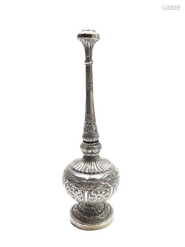 A silver rosewater sprinkler, height 24cm, weight 217g.