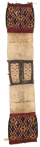 A large kelim saddlebag, the end sections with polychrome guls, 209 x 45cm.