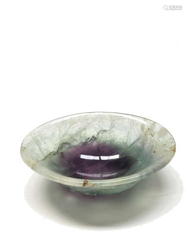 A Chinese oval quartz brush washer, height 3.8cm, length 12cm, width 9cm.