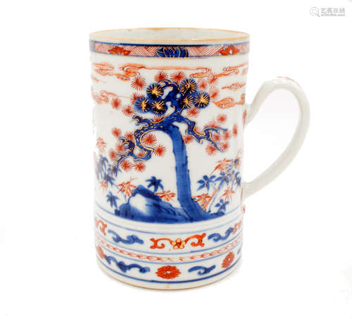 A Chinese Imari porcelain tankard, 18th century,